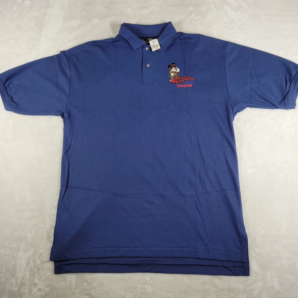Vintage Disneyland‎ Polo Shirt Men's XL Blue Made In USA 90s Mickey 40 Years NWT